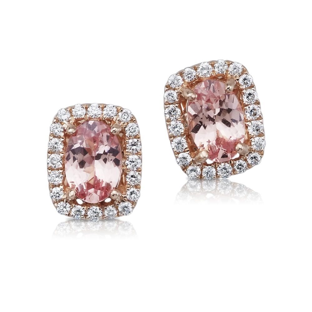 14K Rose Gold Lotus Garnet/Diamond Earrings - Keinhenz Jewelers