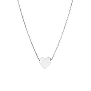 Plated Sterling Silver Polished Heart Necklace