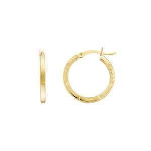 2 X 20mm Square DC Florentine Hoop Earrings