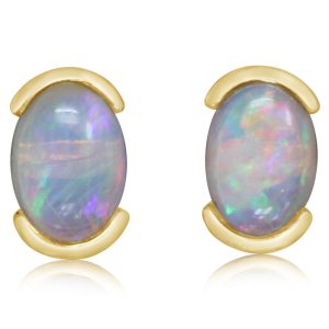 14K White Gold Australian Opal Earrings