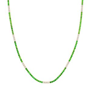 2-1/4tcw Diamond & 2.4mm Tsavorite Tennis Necklace