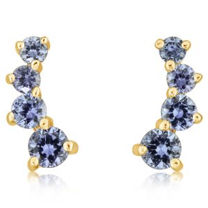 14K Yellow Gold Yogo Sapphire Earrings