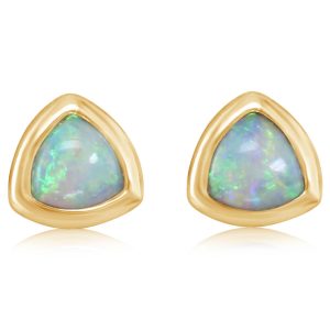 14K Yellow Gold Australian Opal Earrings