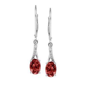 14K White Gold Garnet/Diamond Earrings