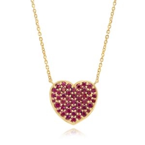 14K Yellow Gold Ruby Heart Neckpiece