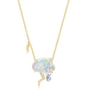 14K Yellow Gold Mexican Fire Opal Cloud Neckpiece