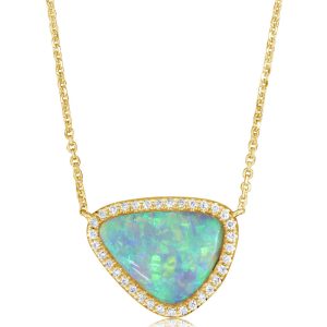 14K Yellow Gold Australian Opal/Diamond Neckpiece