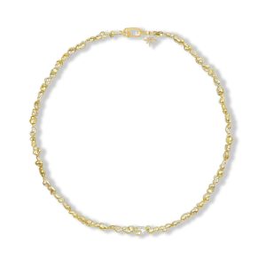 14K Yellow Gold Keshi Golden South Sea Pearl/Diamond Strand