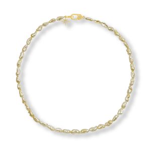 14K Yellow Gold Keshi Golden South Sea Pearl/Diamond Strand