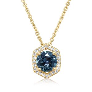14K Yellow Gold Montana Sapphire/Diamond Pendant