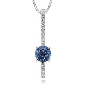 14K White Gold Montana Sapphire/Diamond Pendant