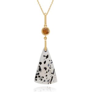 14K Yellow Gold Montana Agate/Fancy Montana Sapphire Pendant