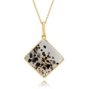 14K Yellow Gold Montana Agate Pendant