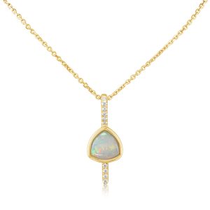 14K Yellow Gold Australian Opal/Diamond Pendant
