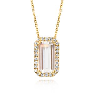 18K Yellow Gold Rainbow Moonstone/Diamond Pendant