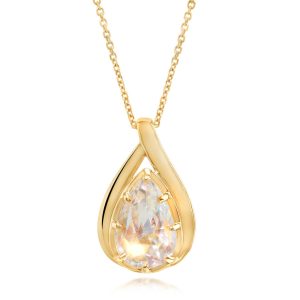 18K Yellow Gold Rainbow Moonstone Pendant