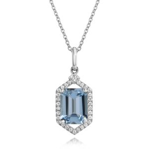 Platinum Aquamarine/Diamond Pendant