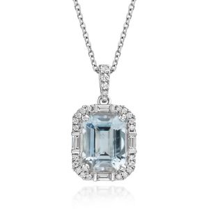 Platinum Aquamarine/Diamond Pendant