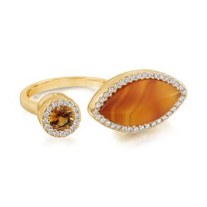 14K Yellow Gold Montana Agate/Fancy Montana Sapphire/Diamond Ring