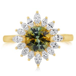 18K Yellow Gold Montana Sapphire/Diamond Ring