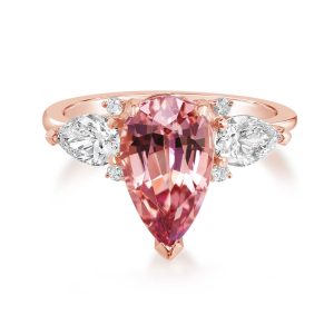 14K Rose Gold Lotus Garnet/Diamond Ring