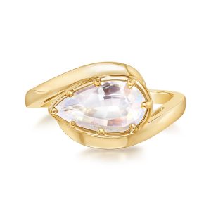18K Yellow Gold Rainbow Moonstone Ring