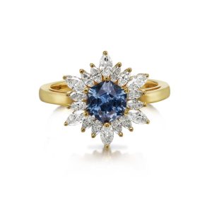 18K Yellow Gold Montana Sapphire/Diamond Ring