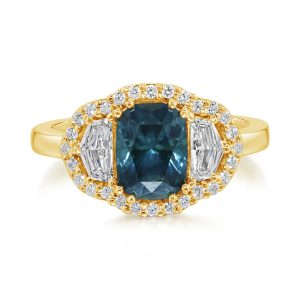 18K Yellow Gold Montana Sapphire/Diamond Ring
