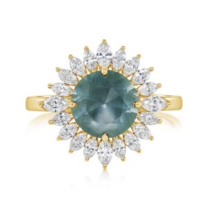 18K Yellow Gold Montana Sapphire/Diamond Ring