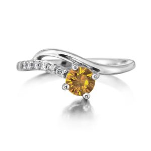 14K White Gold Citrine/Diamond Ring