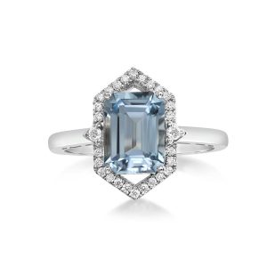 Platinum Aquamarine/Diamond Ring