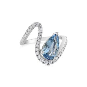 Platinum Aquamarine/Diamond Ringt