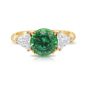 18K Yellow Gold Tsavorite/Diamond Ring