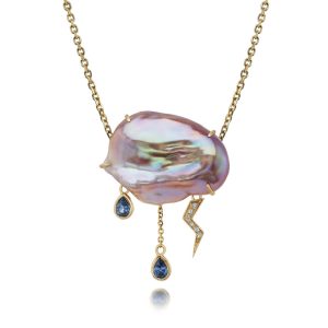 14K Yellow Gold Purple/Peach Freshwater Cultured Pearl Brooch/Pendant Combo