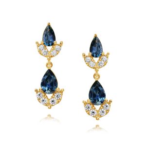 18K Yellow Gold Montana Sapphire/Diamond Earrings