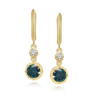 14K Yellow Gold Montana Sapphire/Diamond Earrings
