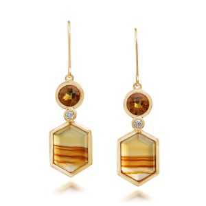 14K Yellow Gold Montana Agate/Citrine Earrings