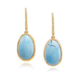 14K Yellow Golden Hills Turquoise Earrings