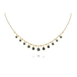 14K Yellow Gold Montana Sapphire/Diamond Neckpiece