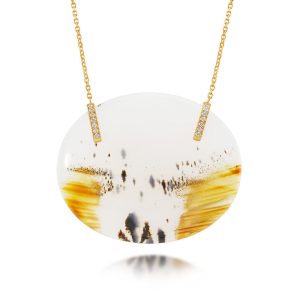 14K Yellow Gold Montana Agate/Diamond Neckpiece