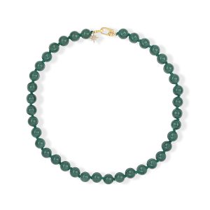 14K Yellow Gold 7.5" Guatemalan Jade/Diamond Neckpiece