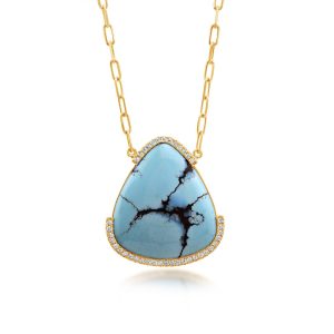 14K Yellow Golden Hills Turquoise/Diamond Neckpiece