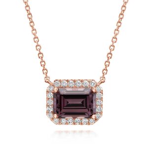 14K Rose Gold Lotus Garnet/Diamond Neckpiece