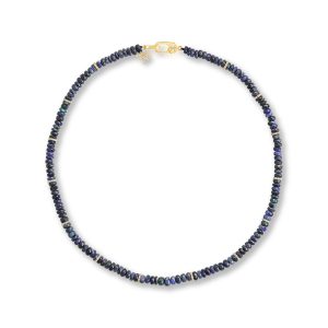 14K Yellow Gold 5-5.5mm Faceted Rondelle Australian Black Opal/Diamond Strand Necklace