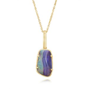 14K Yellow Gold Australian Boulder Opal Pendant