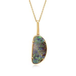 14K Yellow Gold Australian Boulder Opal Pendant