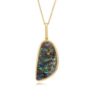 14K Yellow Gold Australian Boulder Opal Pendant