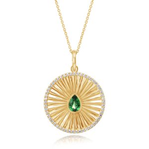 14K Yellow Gold Tsavorite/Diamond Medallion Pendant
