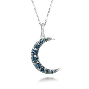 14K Yellow Gold Montana Sapphire Moon Pendant