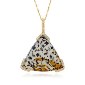 14K Yellow Gold Montana Agate/Diamond Pendant